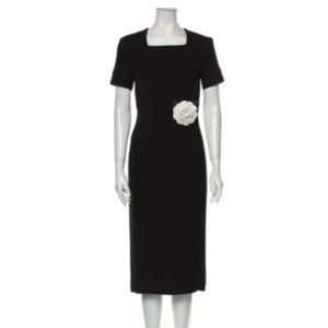 Aquascutum Wool Sheath Midi Black Dress